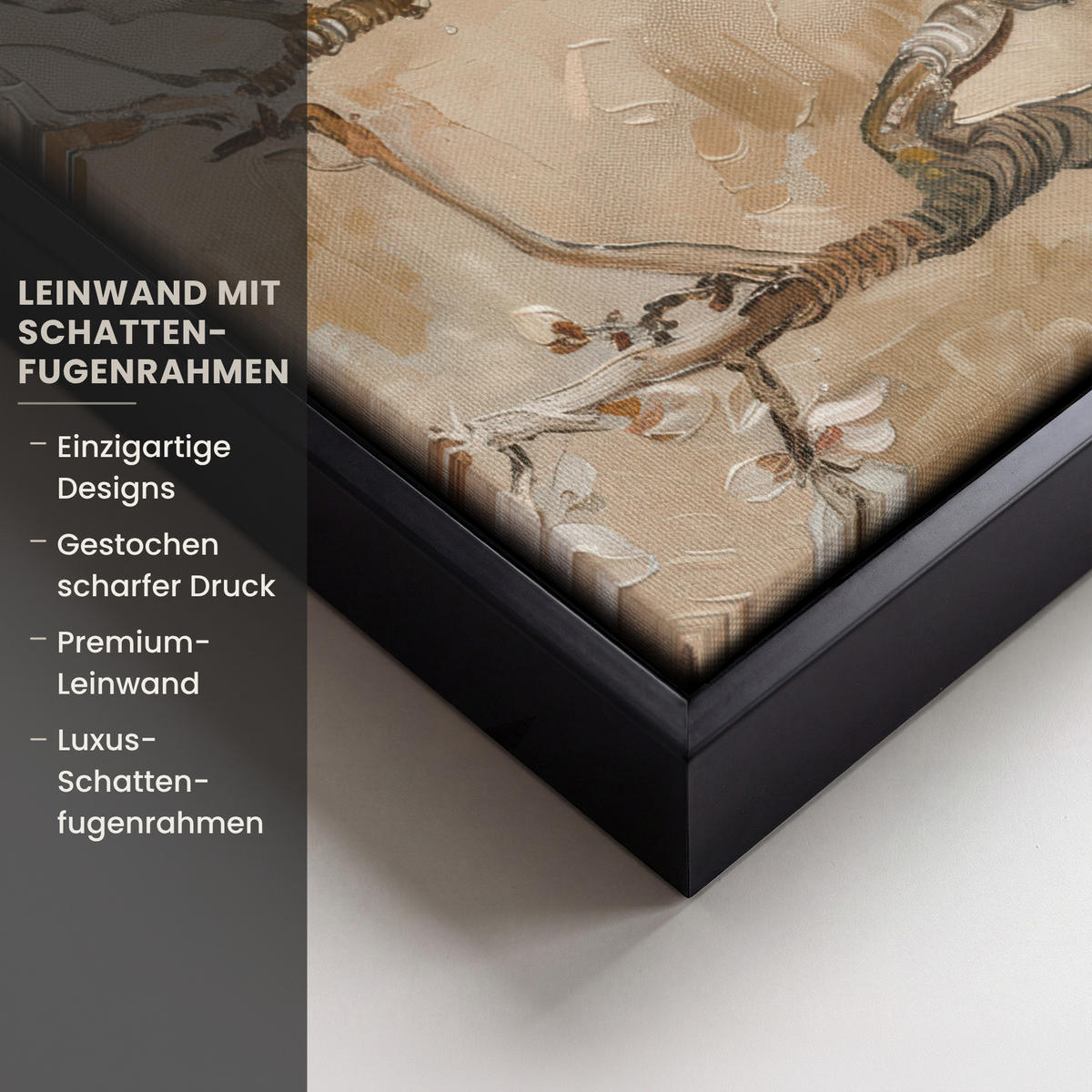 LEINWAND Bilder mit Rahmen - Blumen - Modern - Beige - Weiß - Blüte - 20x30 - Beige, Textil (20/30cm) - MuchoWow
