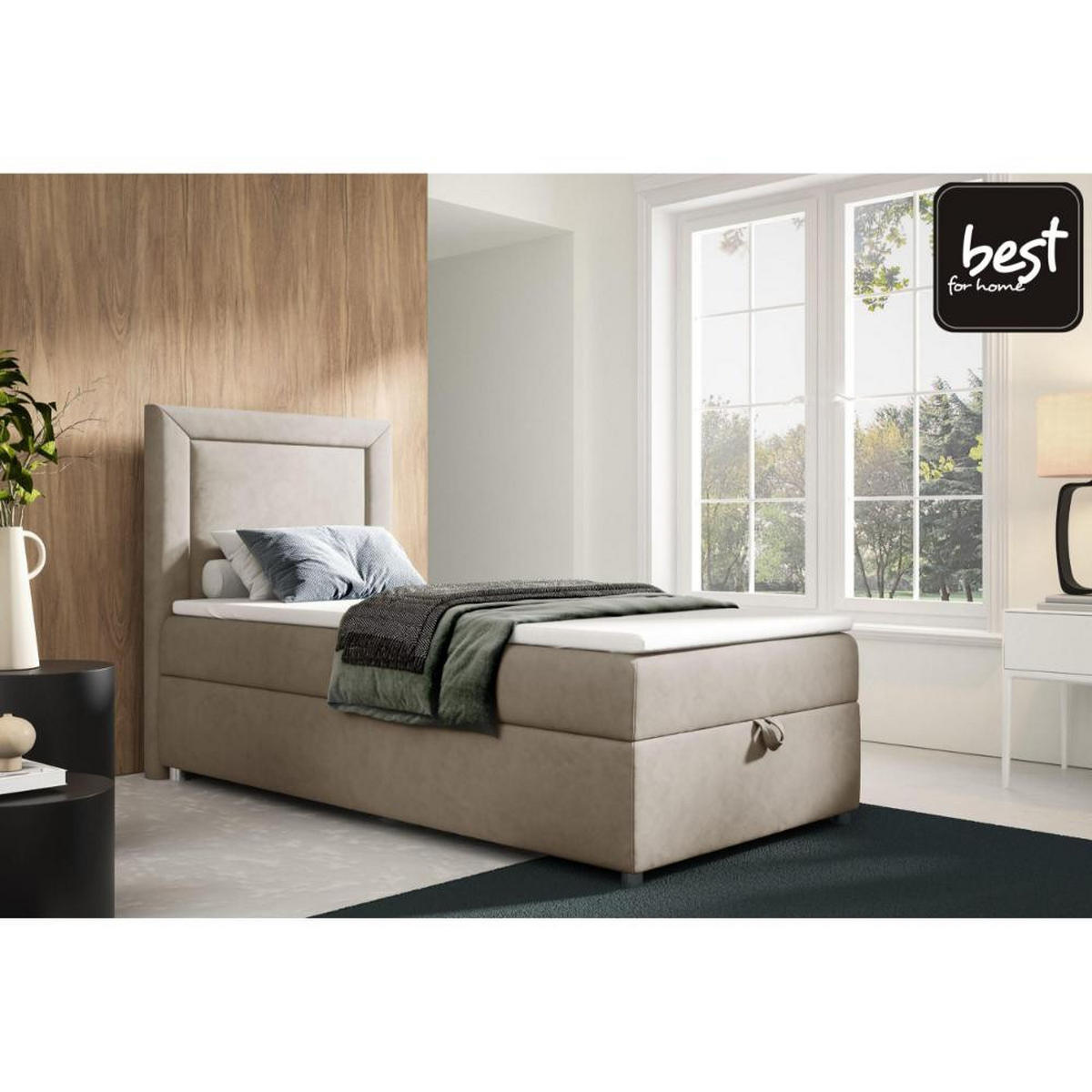 BOXBETT mit Bettkasten Trinity K-3 SINGLE Bonellfederkern inkl. Topper - Hellblau, Holz/Holzwerkstoff (80/200cm) - Best For Home