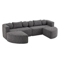 SCHLAFCOUCH aus Chenille in Grau Modulares Design & Ohne Montage - Schwarz, Textil (165/68/292cm) - Urban Meuble