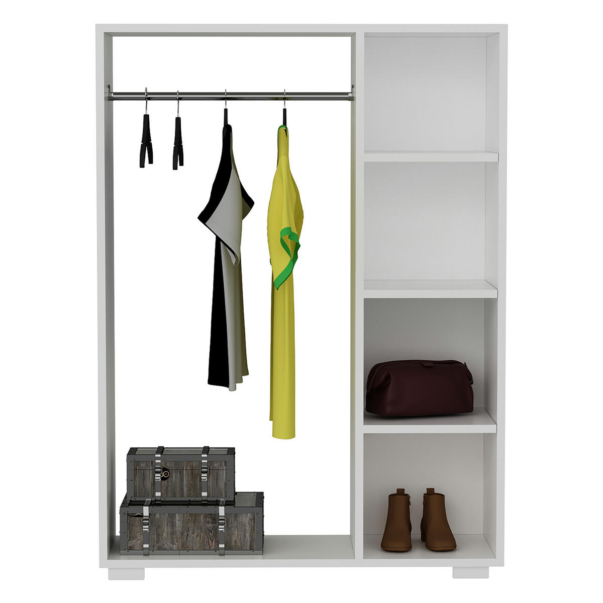 KLEIDERSCHRANK Nesbyen - Weiß, Holzwerkstoff/Kunststoff (90/126/30cm) - [en.casa]