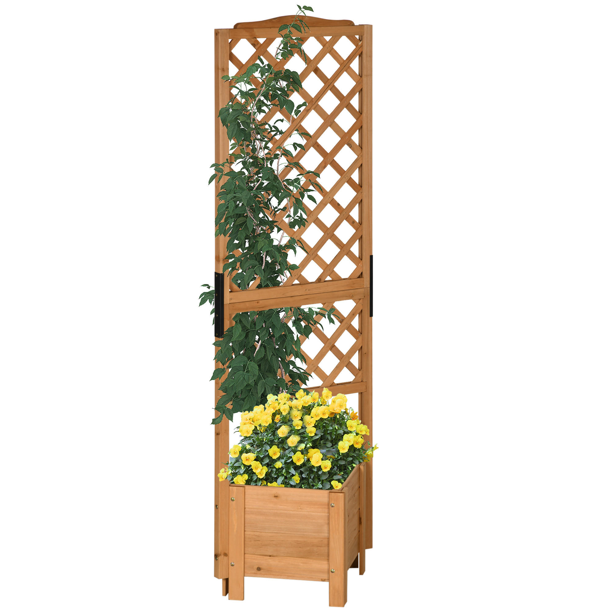 HOCHBEET DE-12117 mit Rankgitter quadratisch 54,5/52/180 cm Natur - Braun, Holz (54.5/180/52cm) - ComfortXL
