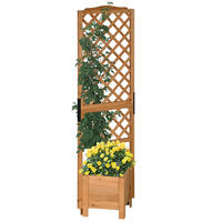 HOCHBEET DE-12117 mit Rankgitter quadratisch 54,5/52/180 cm Natur - Braun, Holz (54.5/180/52cm) - ComfortXL