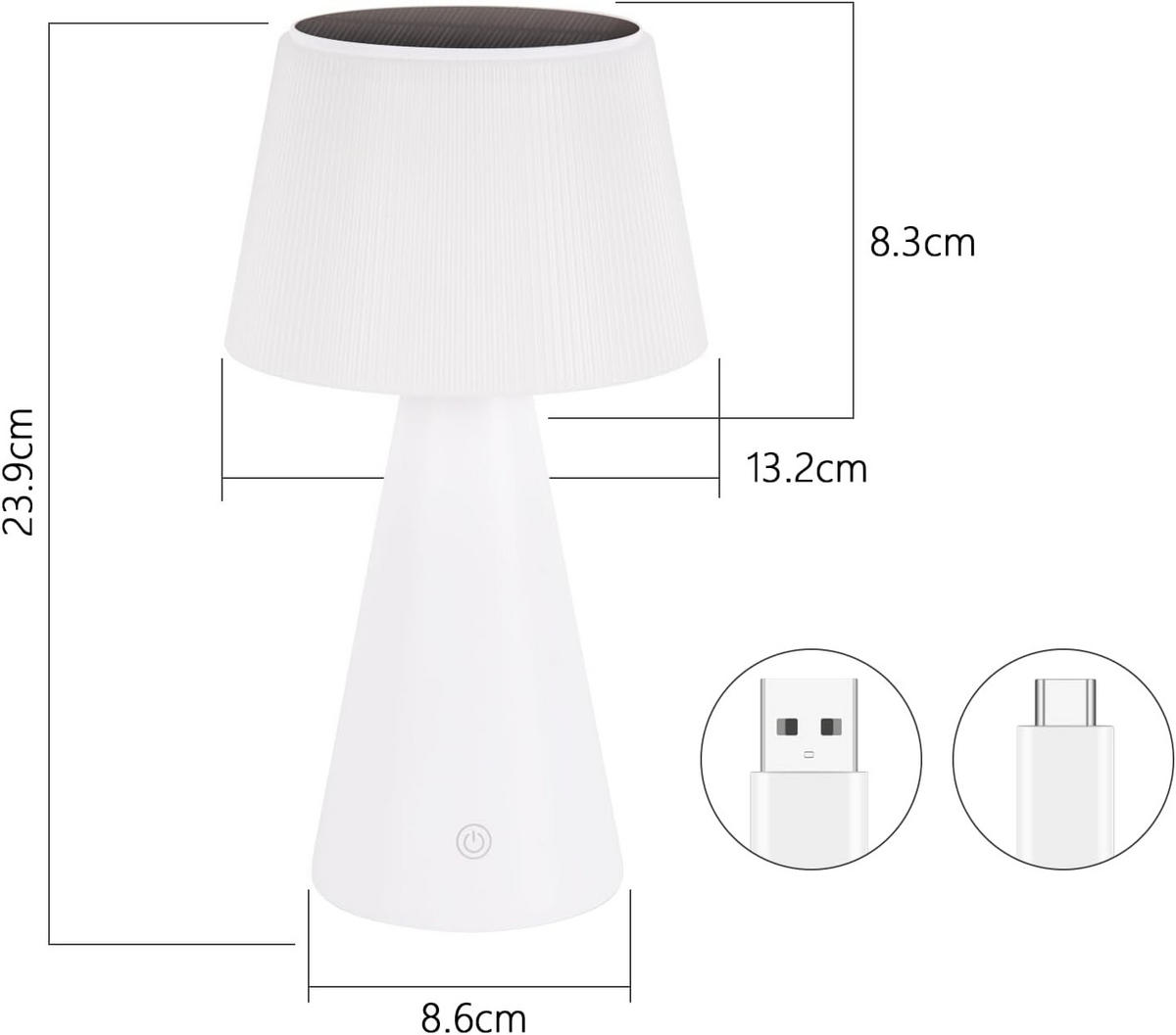 TISCHLEUCHTE Strahlig 13/23.9/13 cm - Weiß, Metall (13/13/23.9cm) - ZMH