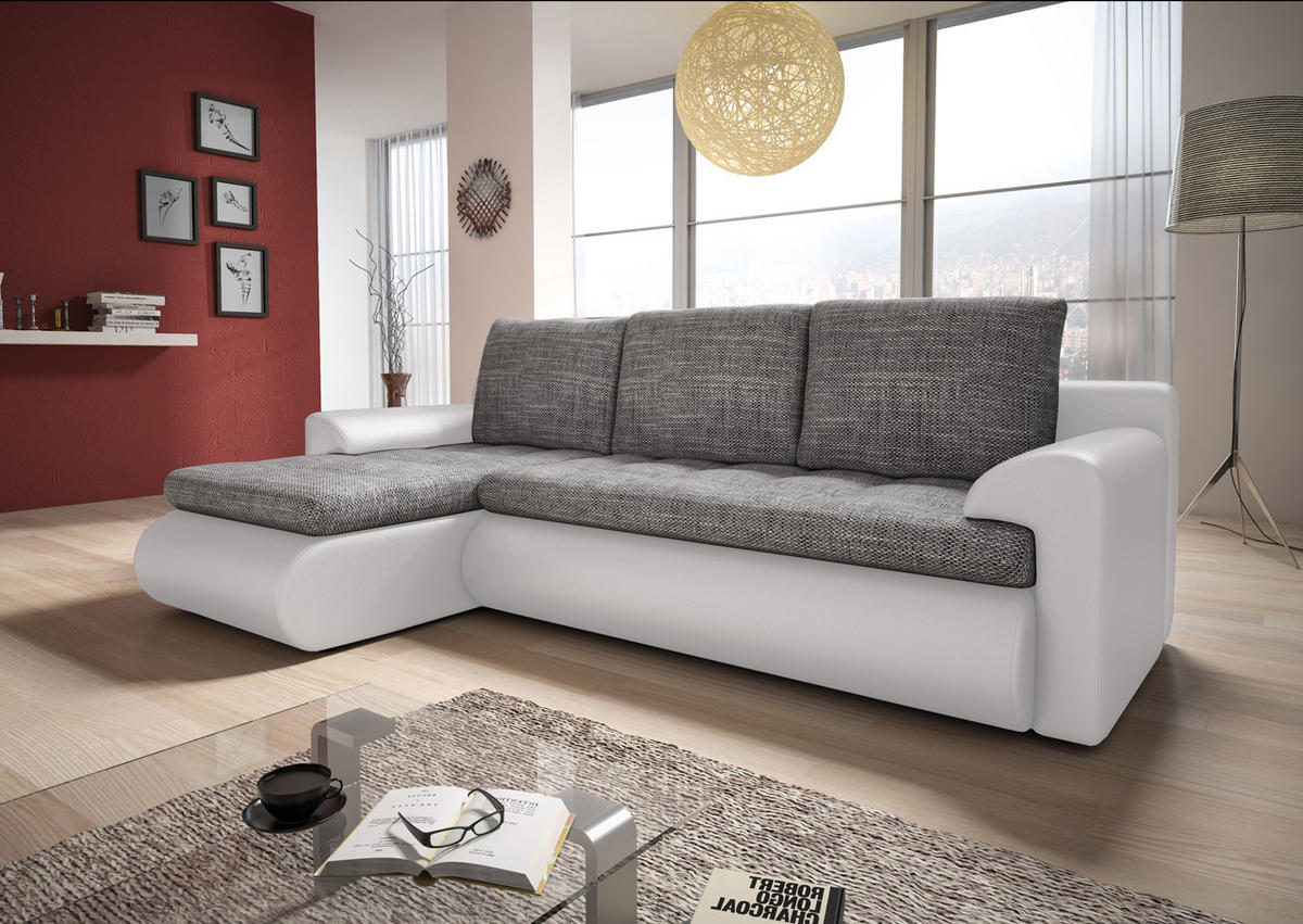 ECKSOFA Santi, Seite: Links - Weiß/Grau, Holz/Textil (226/152cm) - Sofnet