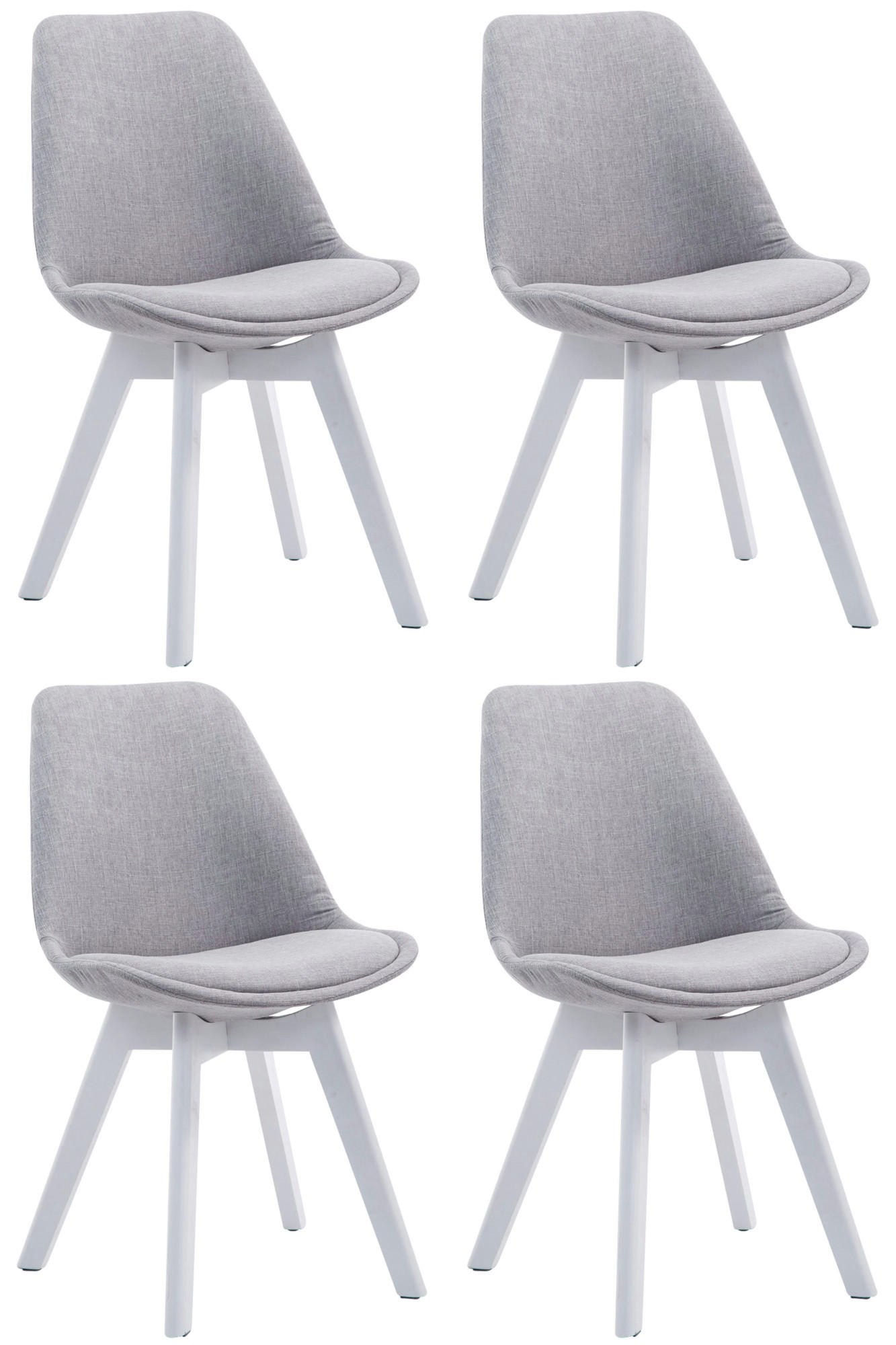STUHL 4 Stoff Grau - Weiß/Grau, Holz/Textil (48/84/55cm) - CLP