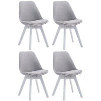 STUHL 4er Set Stoff grau - Weiß/Grau, Holz/Textil (48/84/55cm) - CLP