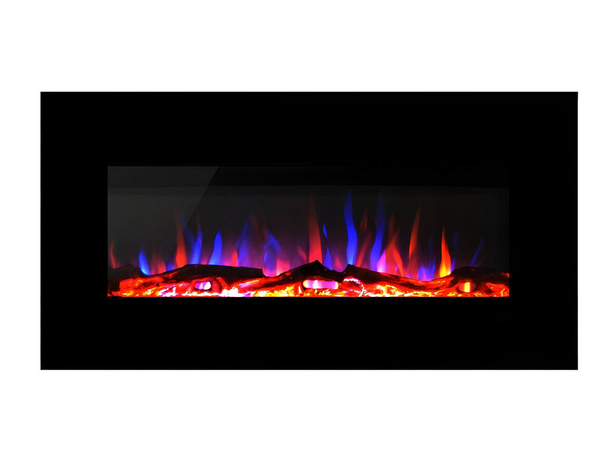 KAMIN - 110 cm x 14 cm - glas - schwarz Lalita - Schwarz, Glas/Metall (110/49/14cm) - Vente-Unique