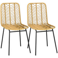 ESSZIMMERSTÜHLE, PE-Rattan, Stahl, Gelb - Gelb, Kunststoff (58/85/44cm) - HOMCOM