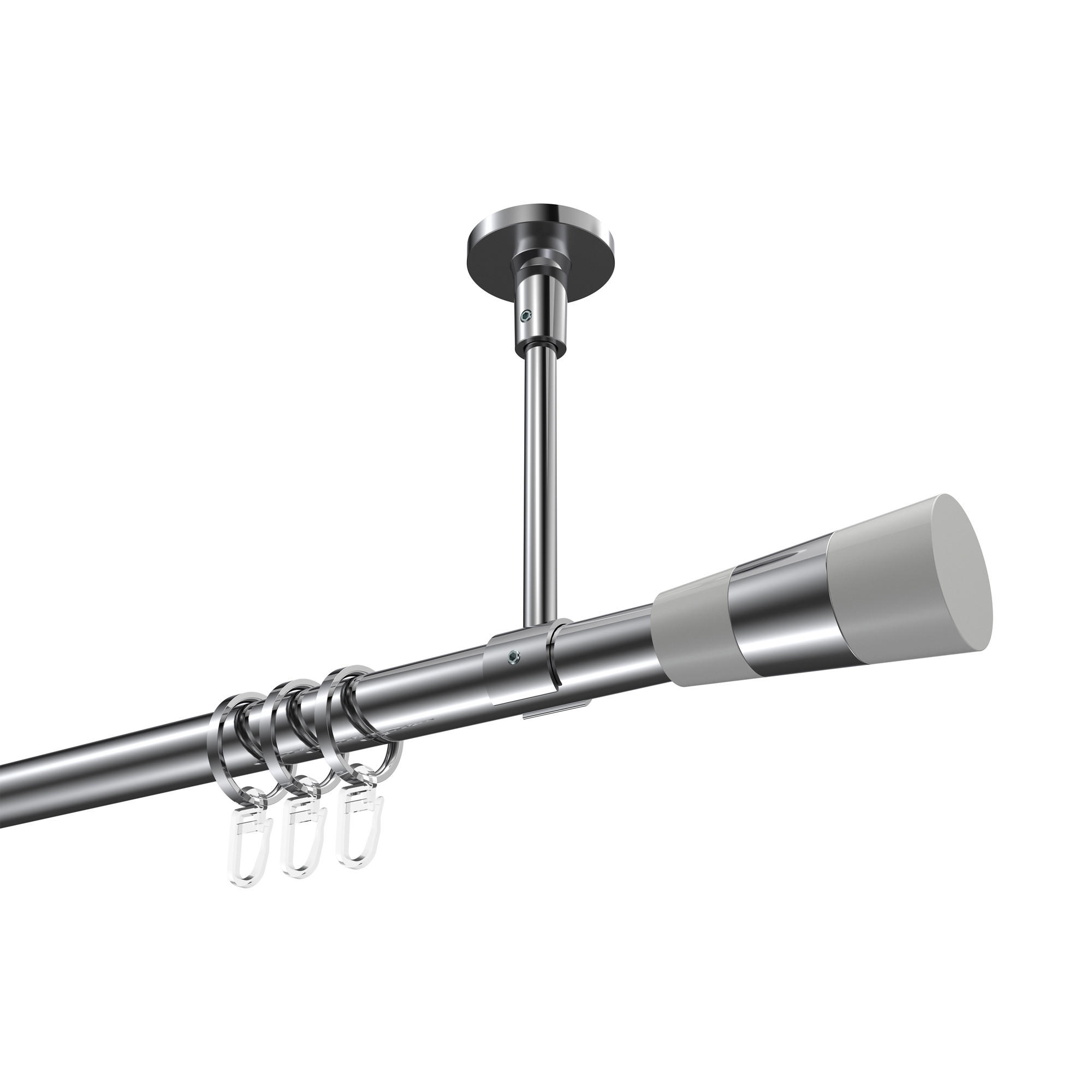 GARDINENSTANGEN-SET Sonette Tanara 100 cm, 1-läufig, 20 mm Ø Chrom - Chromfarben/Weiß, Metall (100cm) - INTERDECO