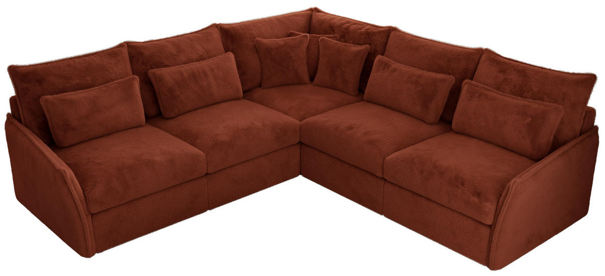 ECKSOFA VERSO L Orange Plüsch - Schwarz/Orange, Kunststoff/Textil (270/270cm) - MKS