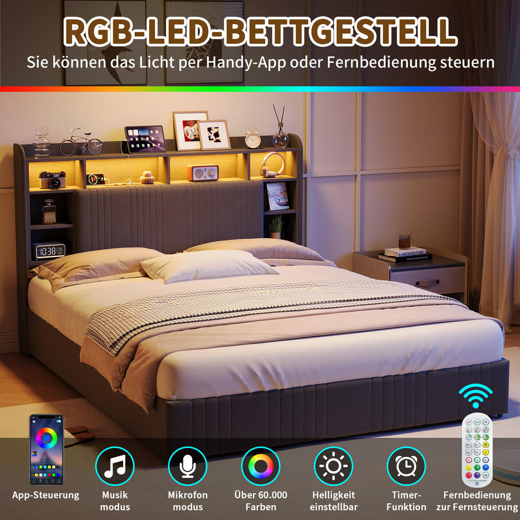 SHOPENTRA Polsterbett | Grau