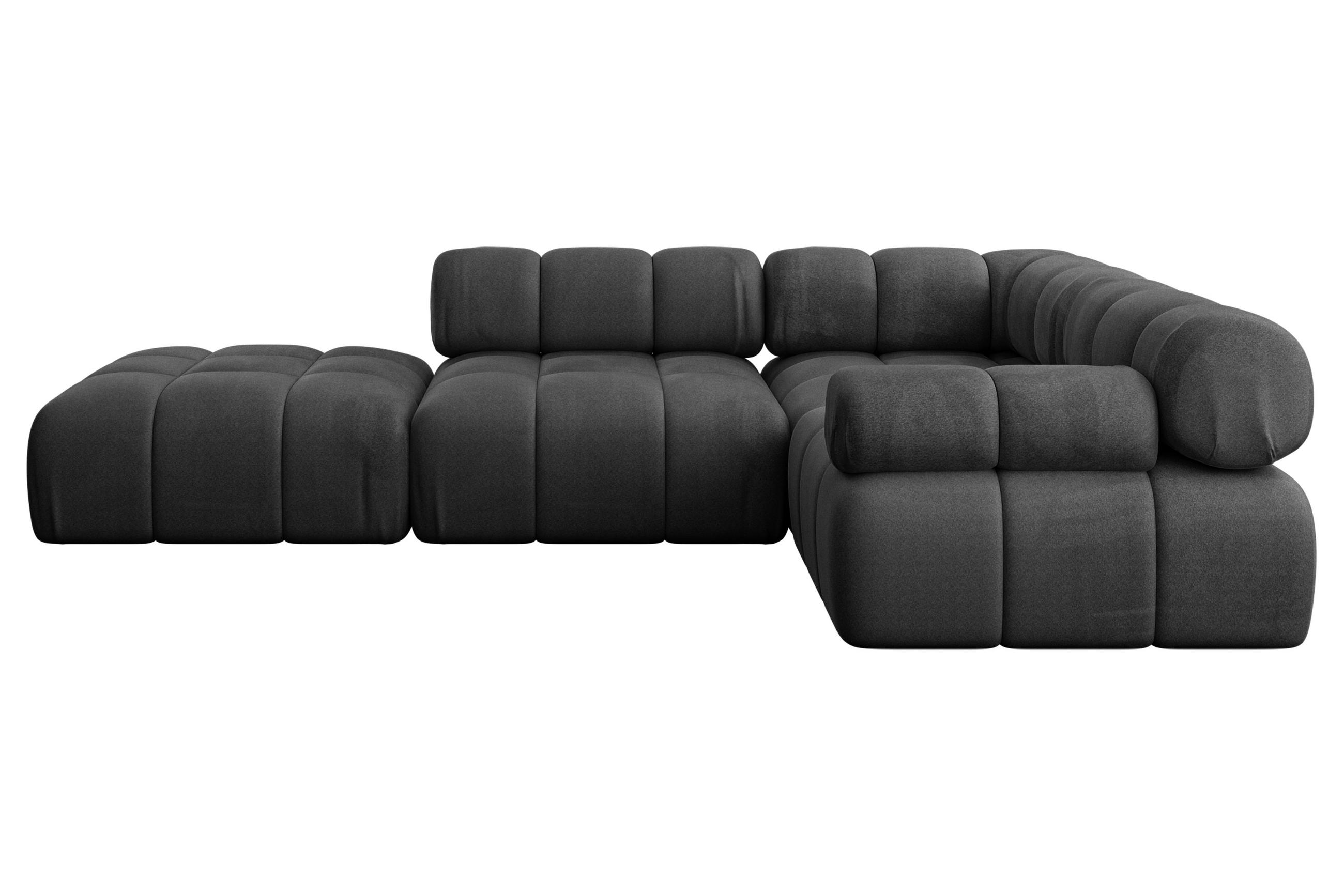 ECKSOFA modulares Sofa Felto-L1 - 285x190x70 cm Schwarz Velours - Schwarz, Holzwerkstoff/Textil (285/190cm) - ALTDECOR