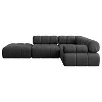 ECKSOFA modulares Sofa Felto-L1 - 285x190x70 cm Schwarz Velours - Schwarz, Holzwerkstoff/Textil (285/190cm) - ALTDECOR