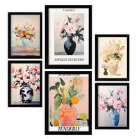 POSTER Set Mit 6 Lebendige Vasen In Vielseitiger A3 & A4 Schwarzer Rahmen - Schwarz, Papier (29/3cm) - Nacnic