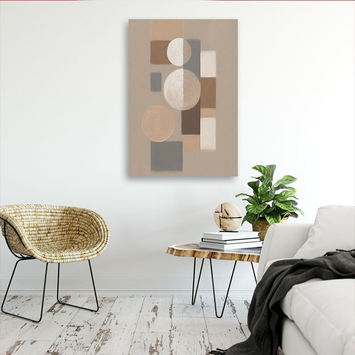 LEINWANDBILD Abstraktion 80x120cm - Beige, Textil (80/120cm) - Feeby