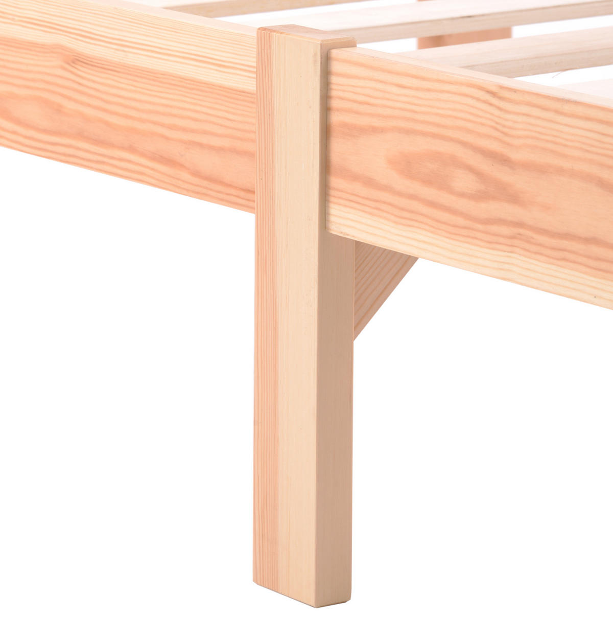 HOLZBETT 140/200 cm aus Massivholz Kiefer – natur, mit Kopfteil - Naturfarben, Holz (140/200cm) - BEAOK