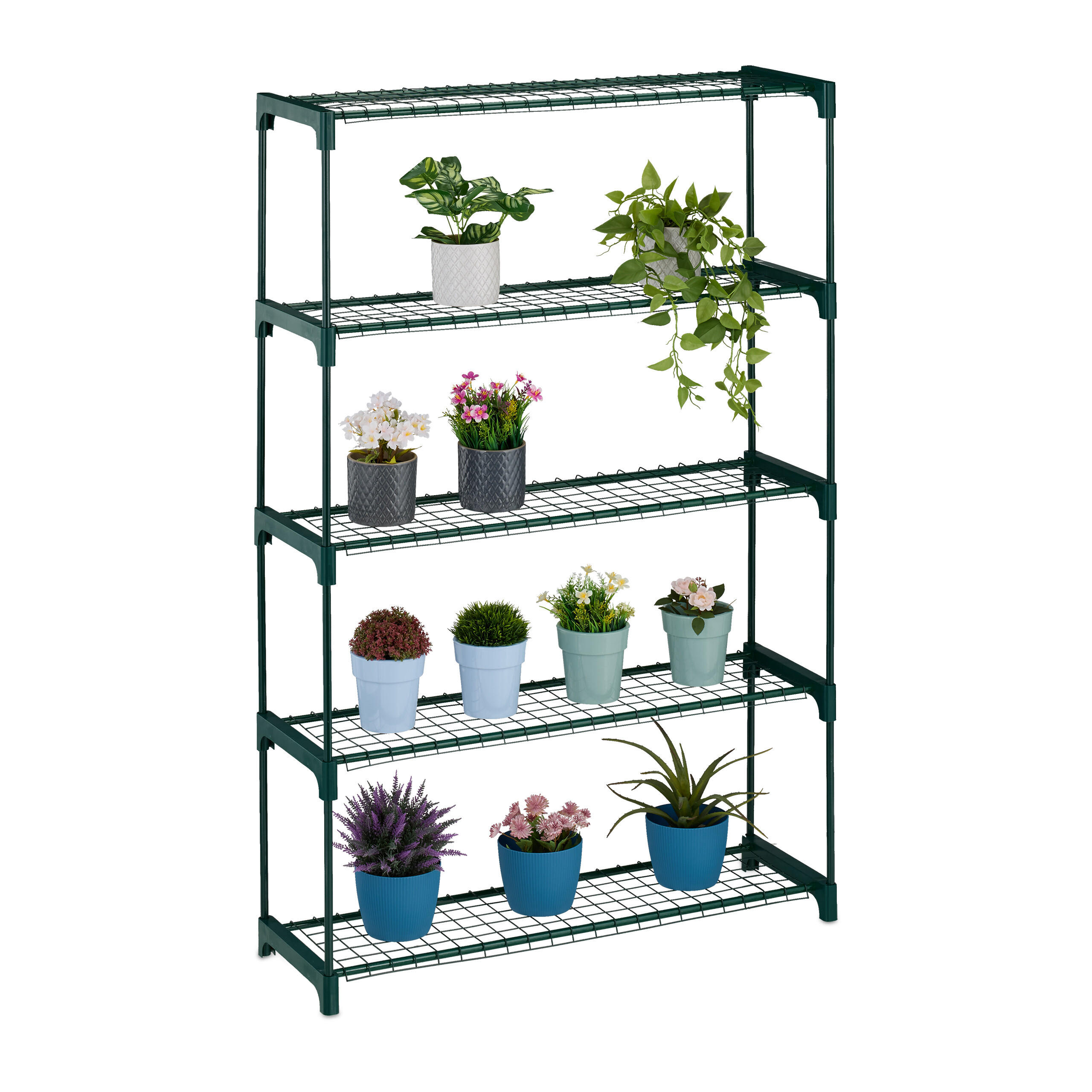 PFLANZENREGAL - Dunkelgrün, Kunststoff/Metall (91/139/28.5cm) - Relaxdays