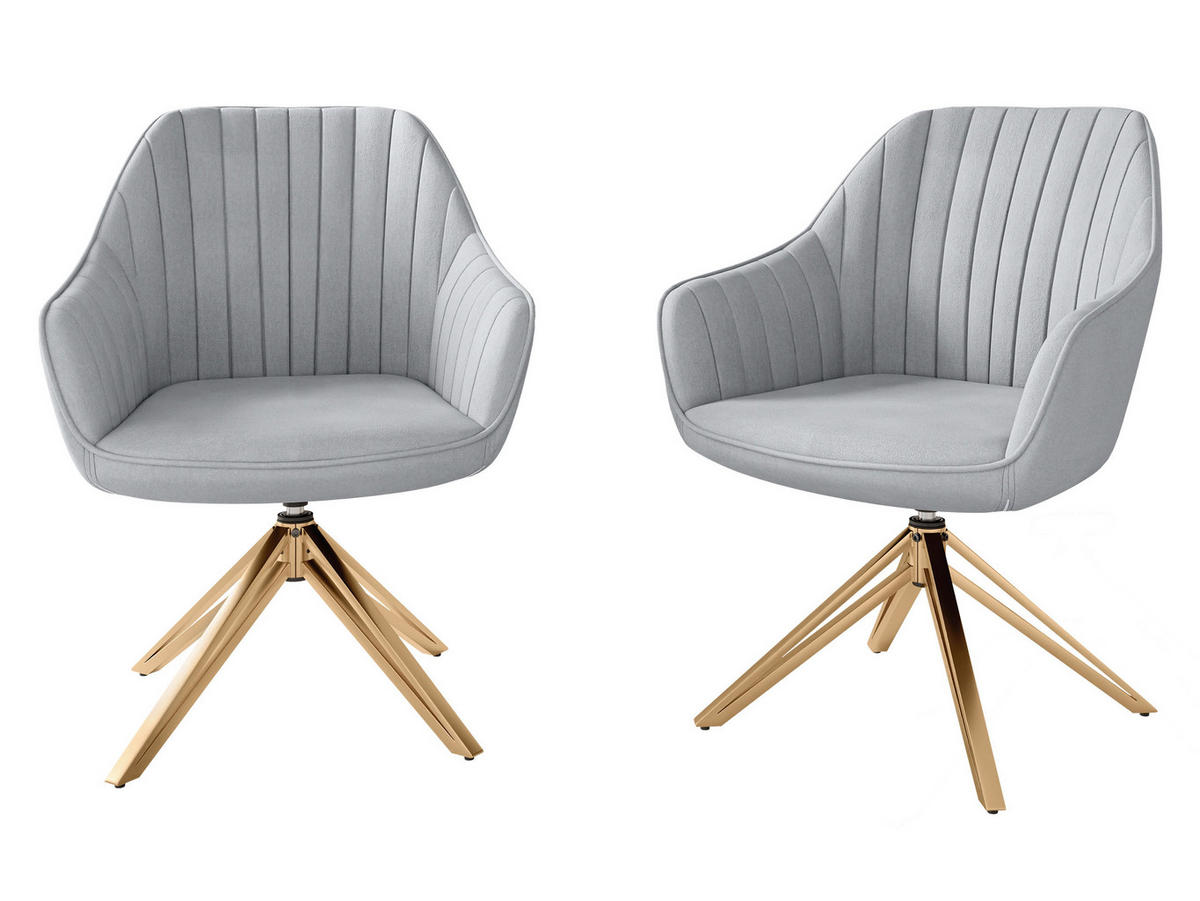 DREHSESSEL Cerezi 2768/GL - Goldfarben/Grau, Textil/Metall (58/80/64cm) - MIRJAN24