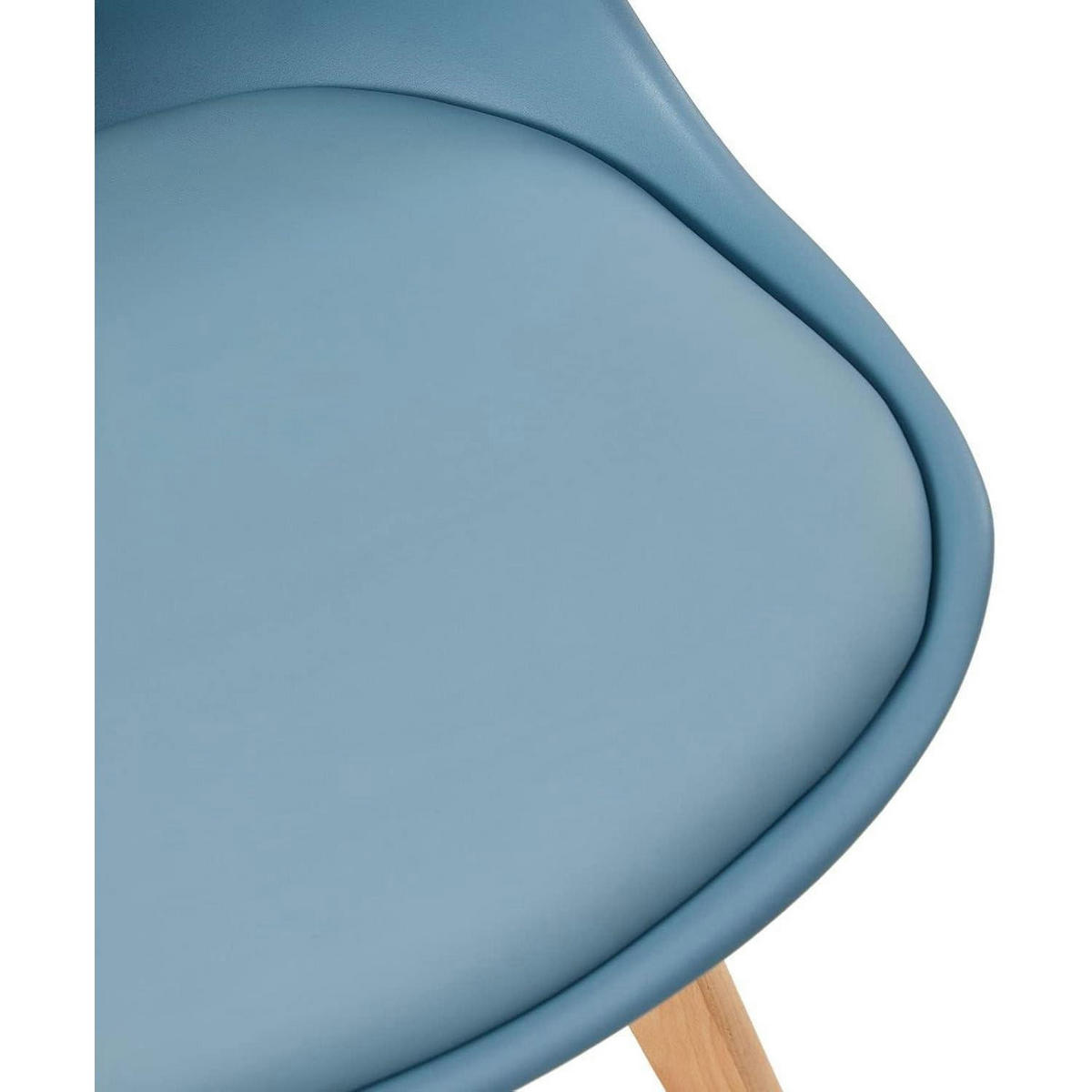ESSZIMMERSTUHL 4er Set mit Massivholzbeinen und PU-Leder Morandi Lichtblau - Blau, Kunststoff (47.5/82/41cm)