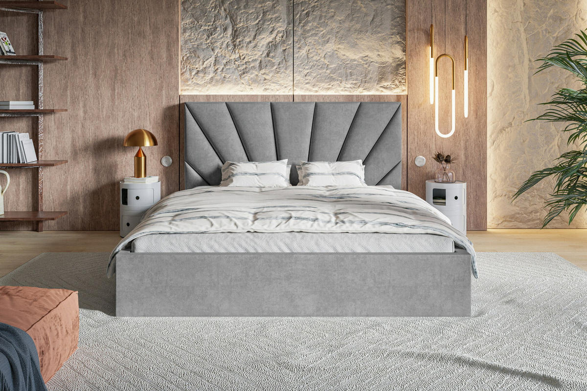 POLSTERBETT 140 x 200 cm Aris, Bettkasten, Lattenrost, Hellgrau - Hellgrau, Holz/Textil (140/200cm) - Emporius