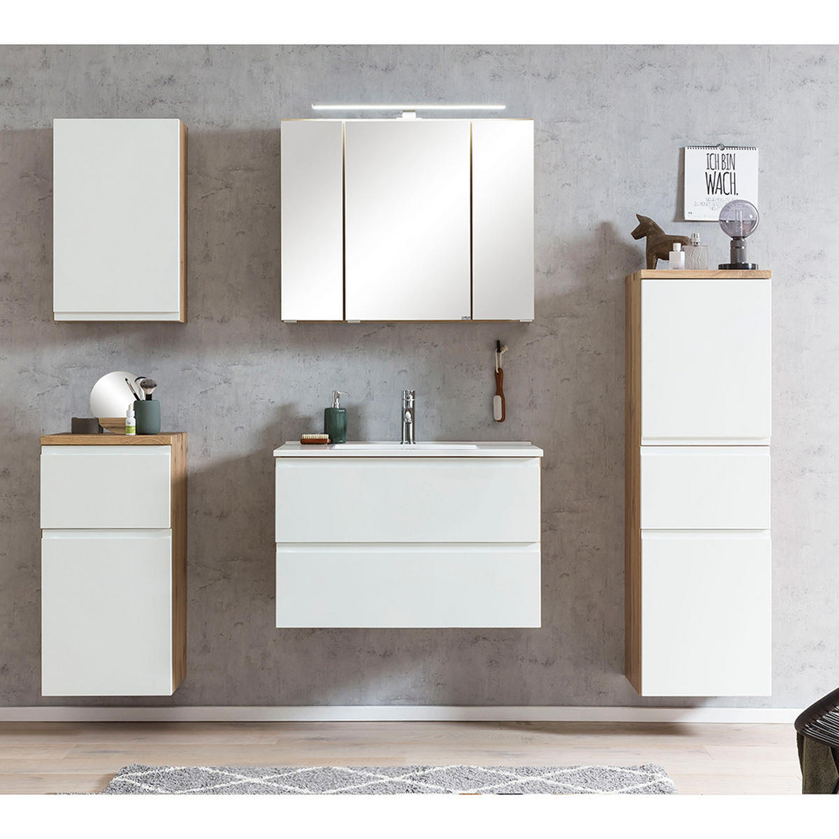 WASCHTISCH Vasto-03 - Weiß/Braun, Holzwerkstoff (80/56/47cm) - Lomado