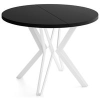 ESSTISCH Austin runder ausziehbarer, Schwarz 120-200/100/76 cm - Schwarz/Weiß, Holzwerkstoff/Metall (120/200/76cm) - WFL GROUP