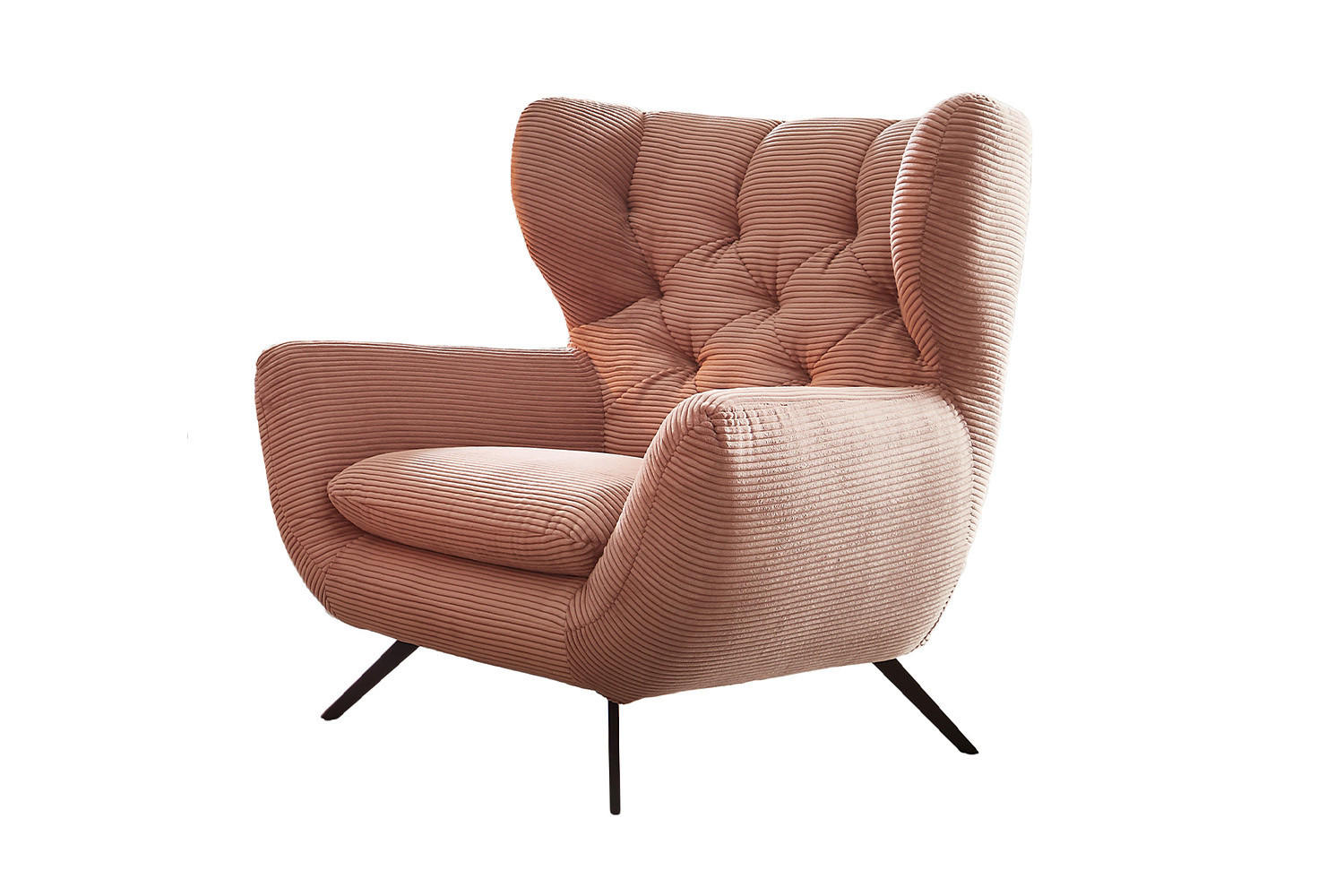 SESSEL CHARME Rosé - Schwarz/Rosa, Textil/Metall (100/106/95cm) - KAWOLA
