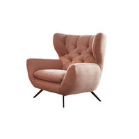 SESSEL CHARME Rosé - Schwarz/Rosa, Textil/Metall (100/106/95cm) - KAWOLA