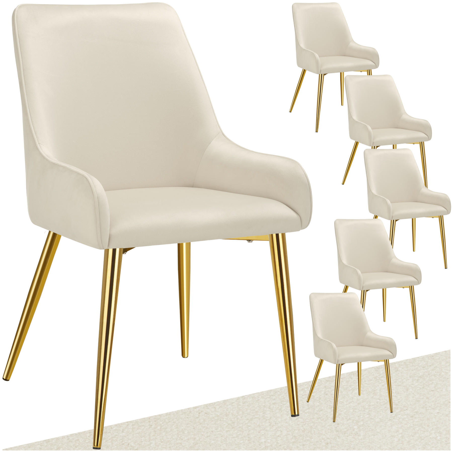 POLSTERSTUHL 6er Set Avane 52 x 61 x 89 cm beige - Beige, Textil (52/89/61cm) - tectake