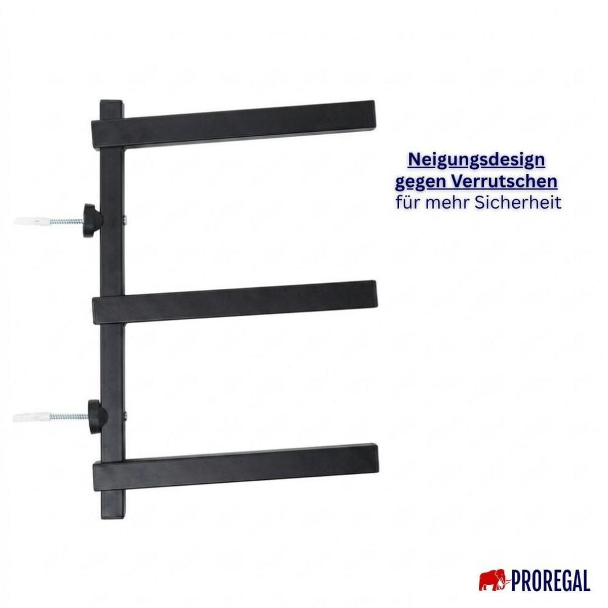 KRAGARMREGAL Wandmontage mit 3 Ebenen Schwarz - Schwarz, Metall (35/45.5/35cm) - PROREGAL