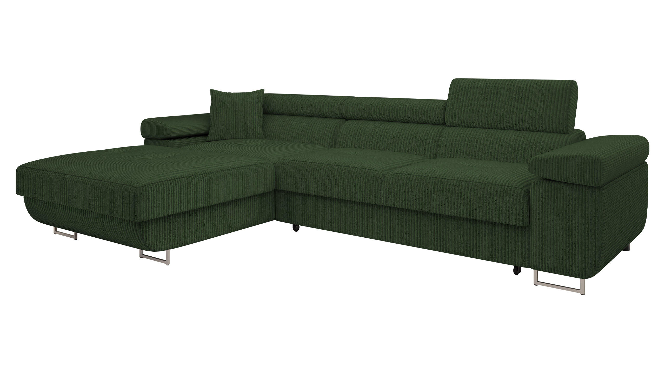 ECKSOFA Torezio Mini Cord, Seite: Links - Grün, Holz/Textil (280/170cm) - MIRJAN24