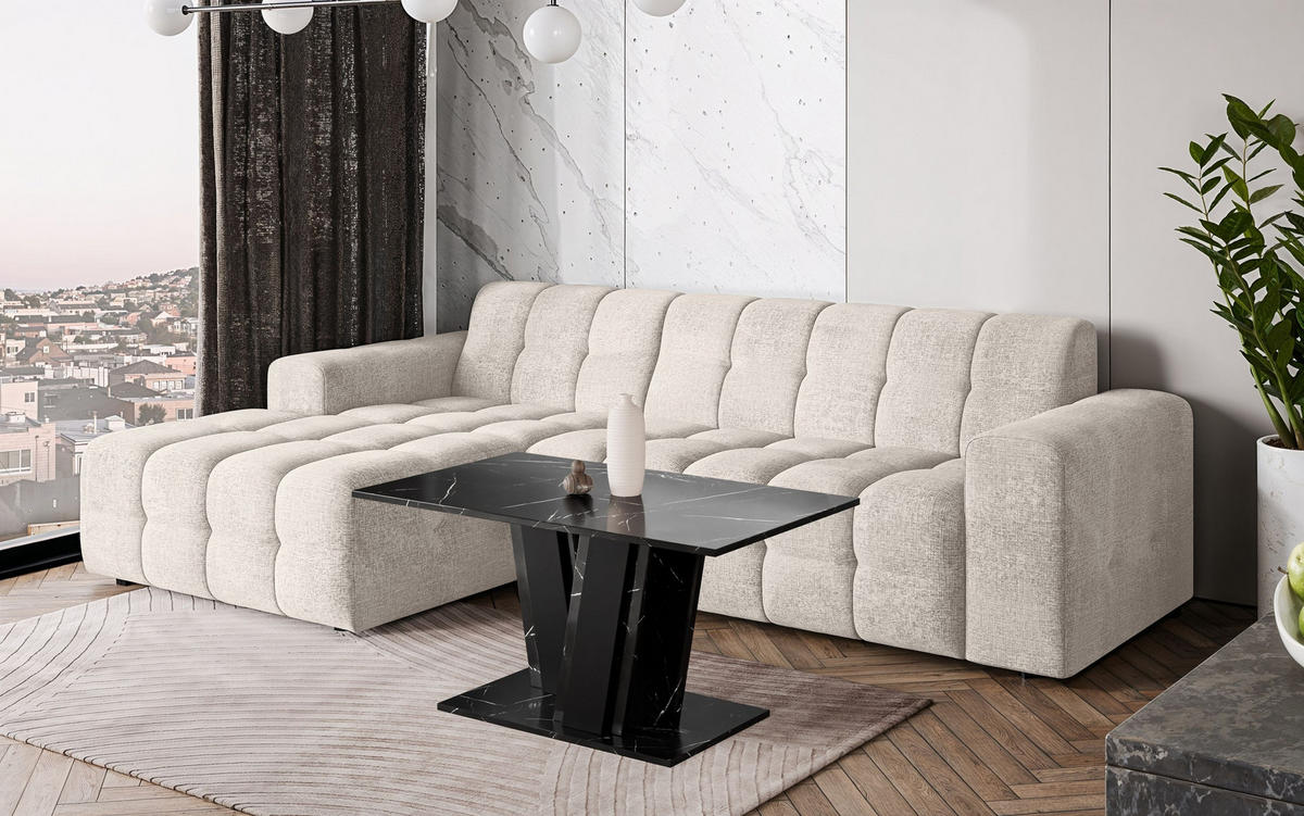 COUCHTISCH 100 cm Schwarzen Marmor-Optik - Schwarz Hochglanz, Holzwerkstoff (60/100/55cm) - Home Collective