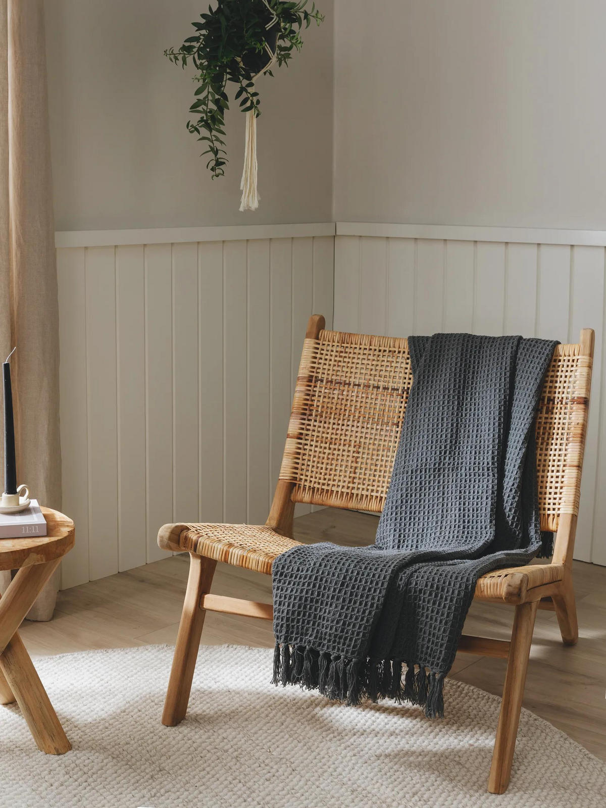 BAUMWOLLDECKE Amalia Dunkelgrau 125x150 cm - Dunkelgrau, Textil (125/150cm) - benuta Pure