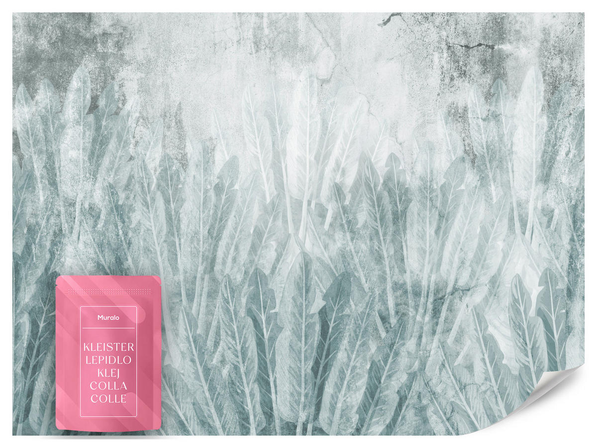 FOTOTAPETE Bananenstauden auf Beton 300x210 - Blau/Grau, Papier (300/210cm) - Muralo