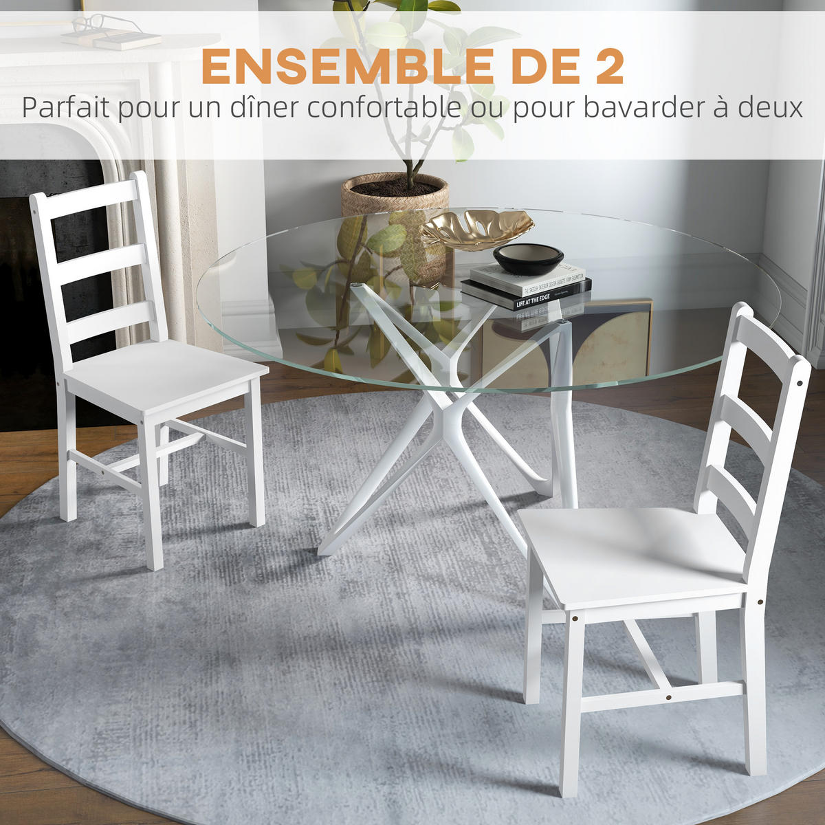 ESSZIMMERSTÜHLE 2er-Set DE-13217 Kiefer massiv mit Lattenrücken Weiß - Weiß, Holz (46/90/41.5cm) - ComfortXL