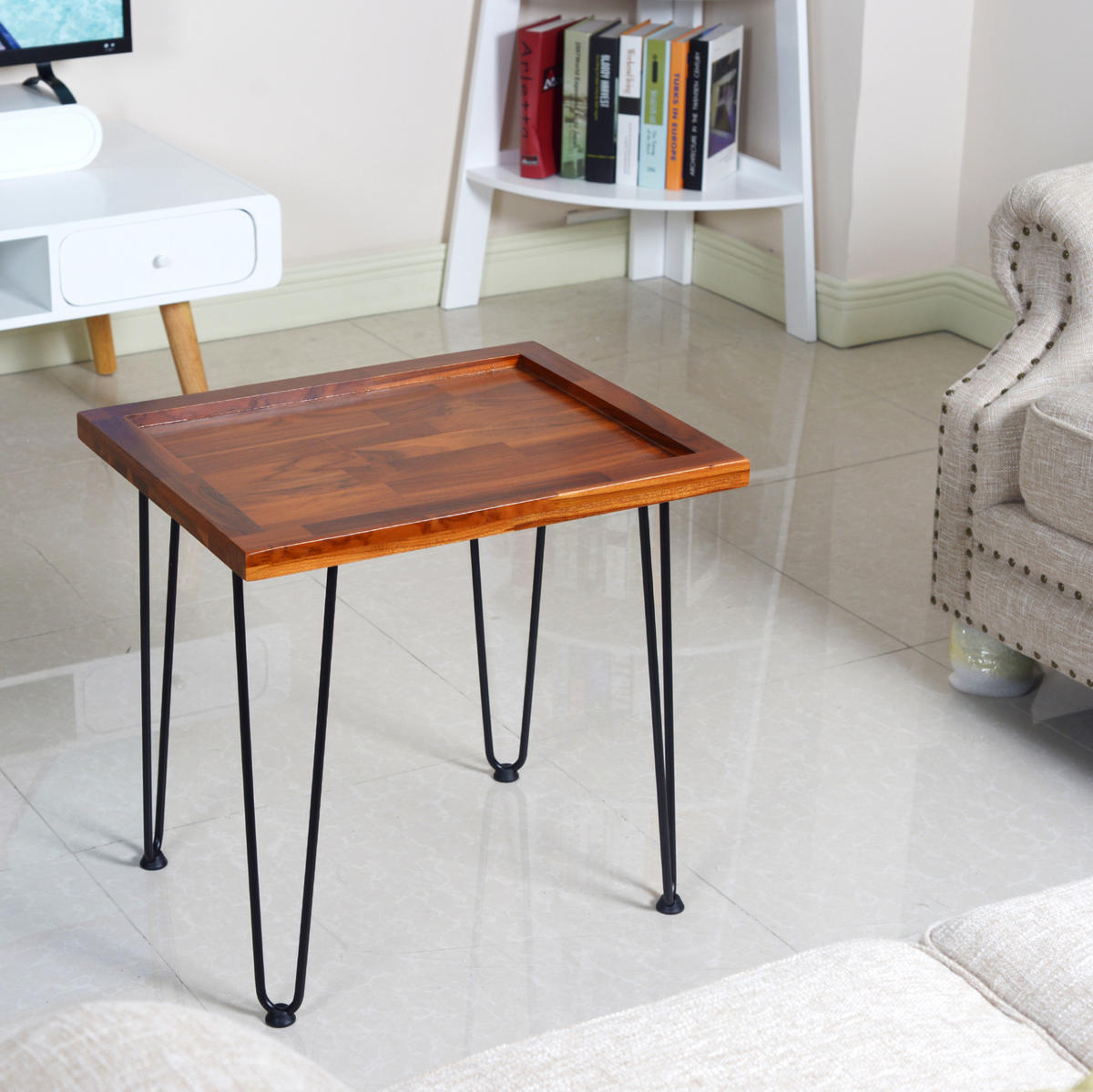 COUCHTISCH aus Massivholz 55,5x45x53cm in Naturholz - Naturfarben, Holzwerkstoff (55.5/45/53cm) - Modfu