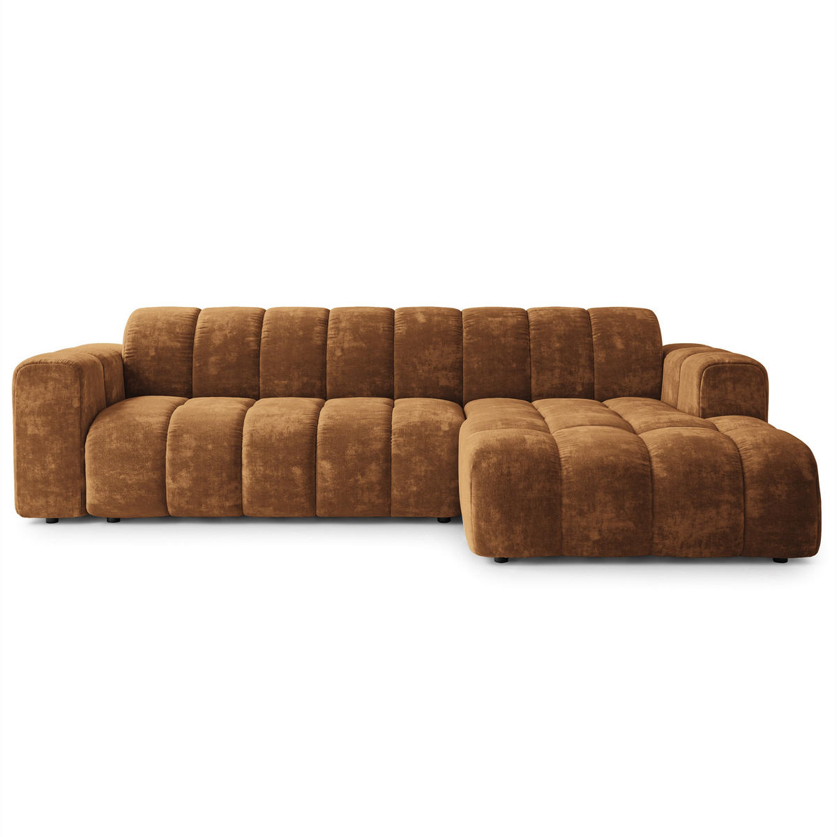 ECKSOFA SETIA LM R-S Hellbraun Chenille - Hellbraun, Holzwerkstoff (304/165cm) - MASSENO