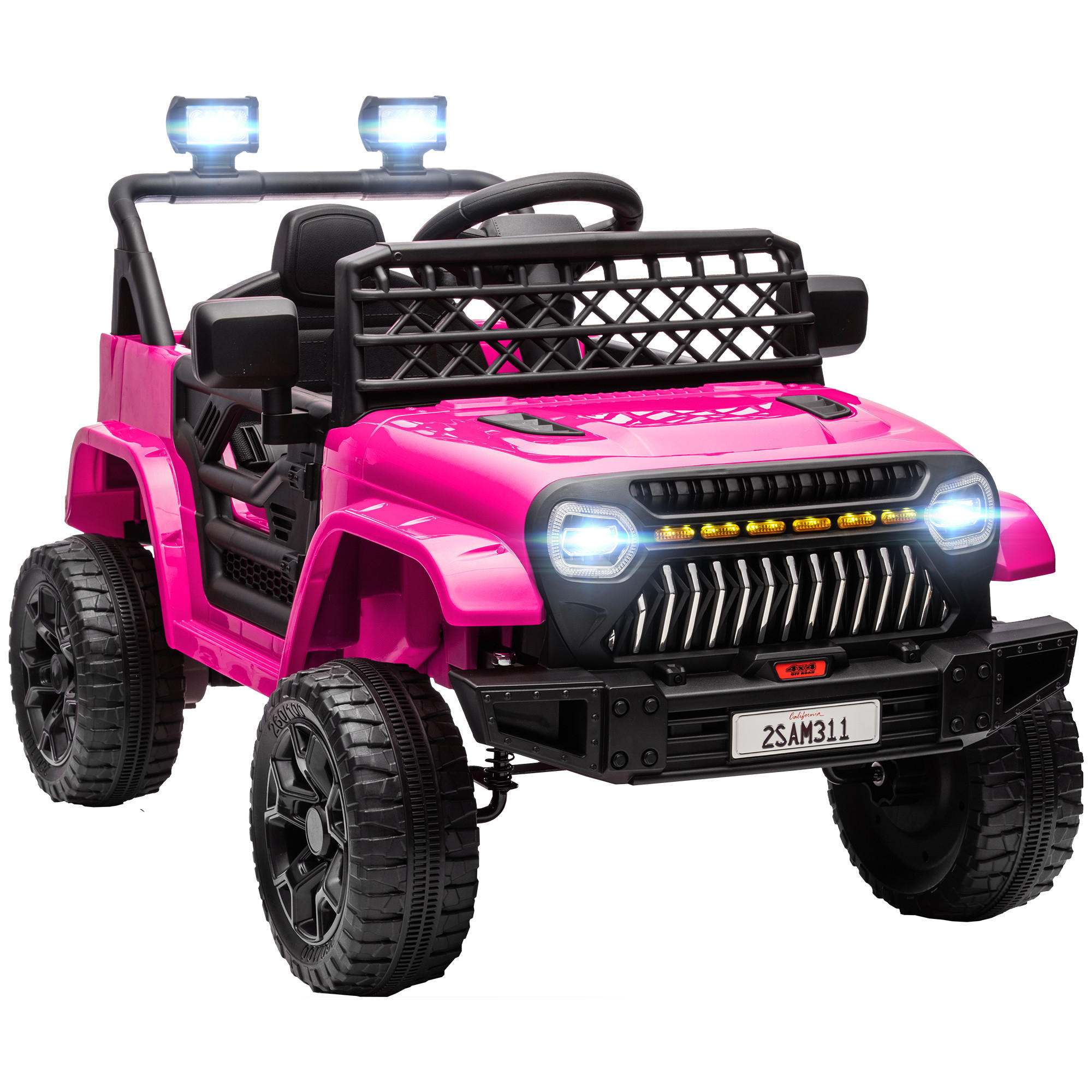 ELEKTROAUTO DE-06282 12V mit 2,4G Fernbedienung und Doppelmotor Rosa - Pink, Kunststoff/Metall (95/62.5/65cm) - ComfortXL