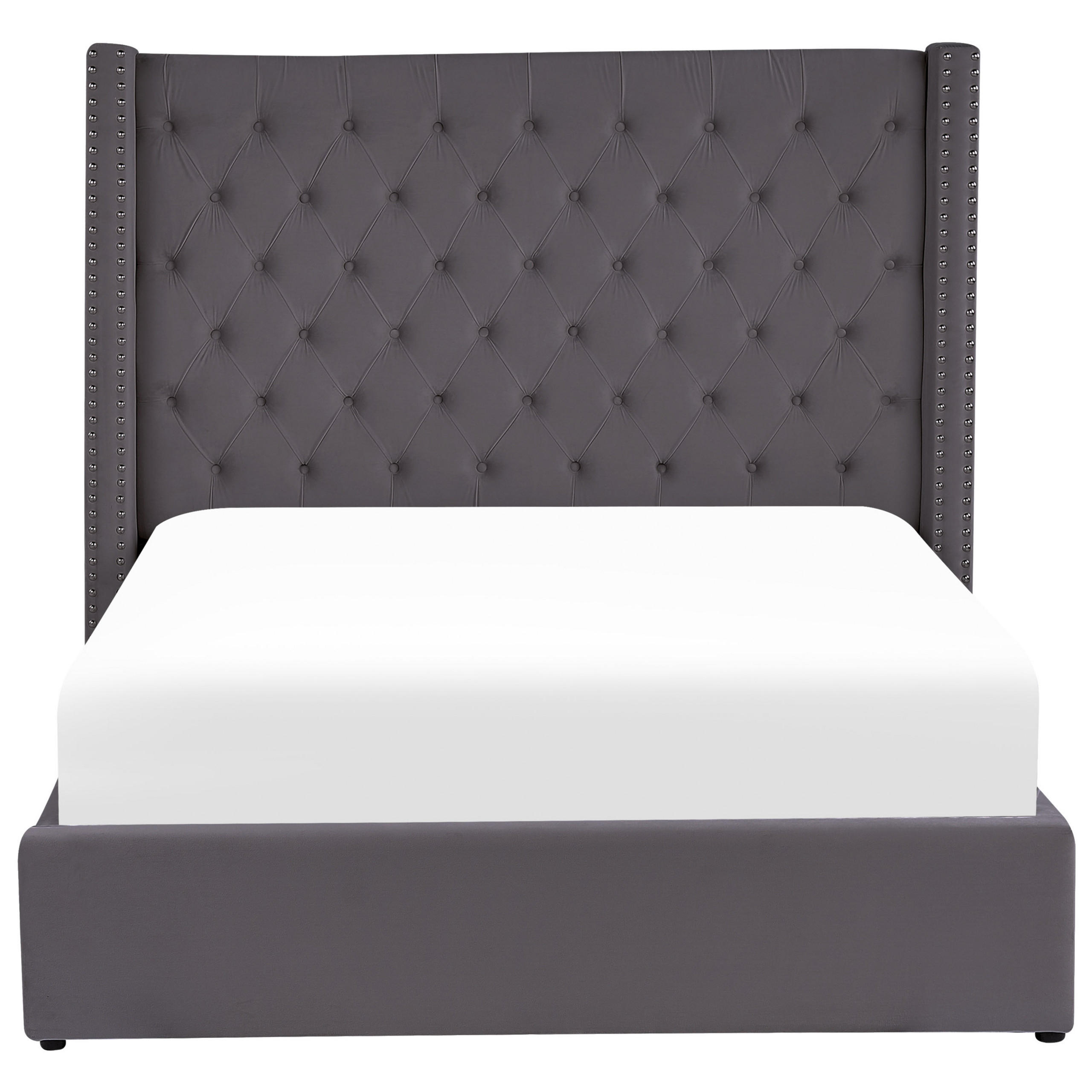 POLSTERBETT 140/200cm Grau Lubbon - Grau, Textil (140/200cm) - Beliani