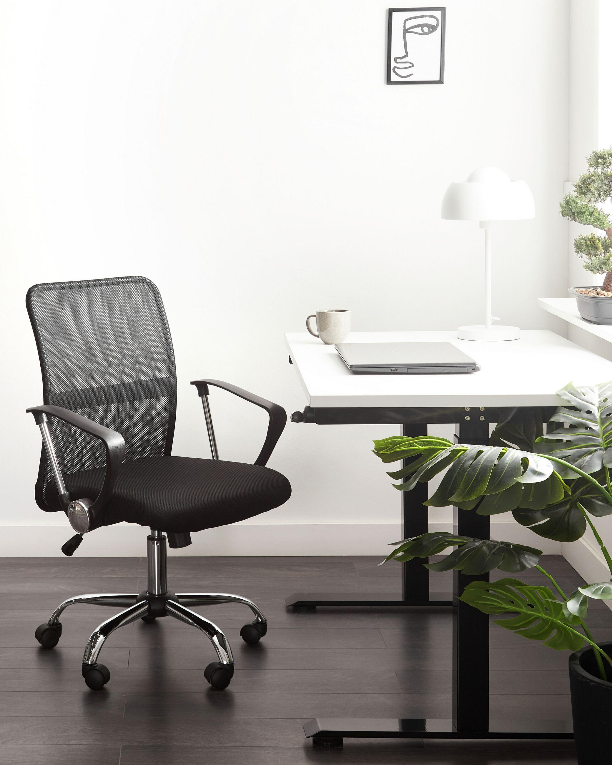 BÜROSTUHL Schwarz Best - Silberfarben/Schwarz, Textil (55/94/55cm) - Beliani