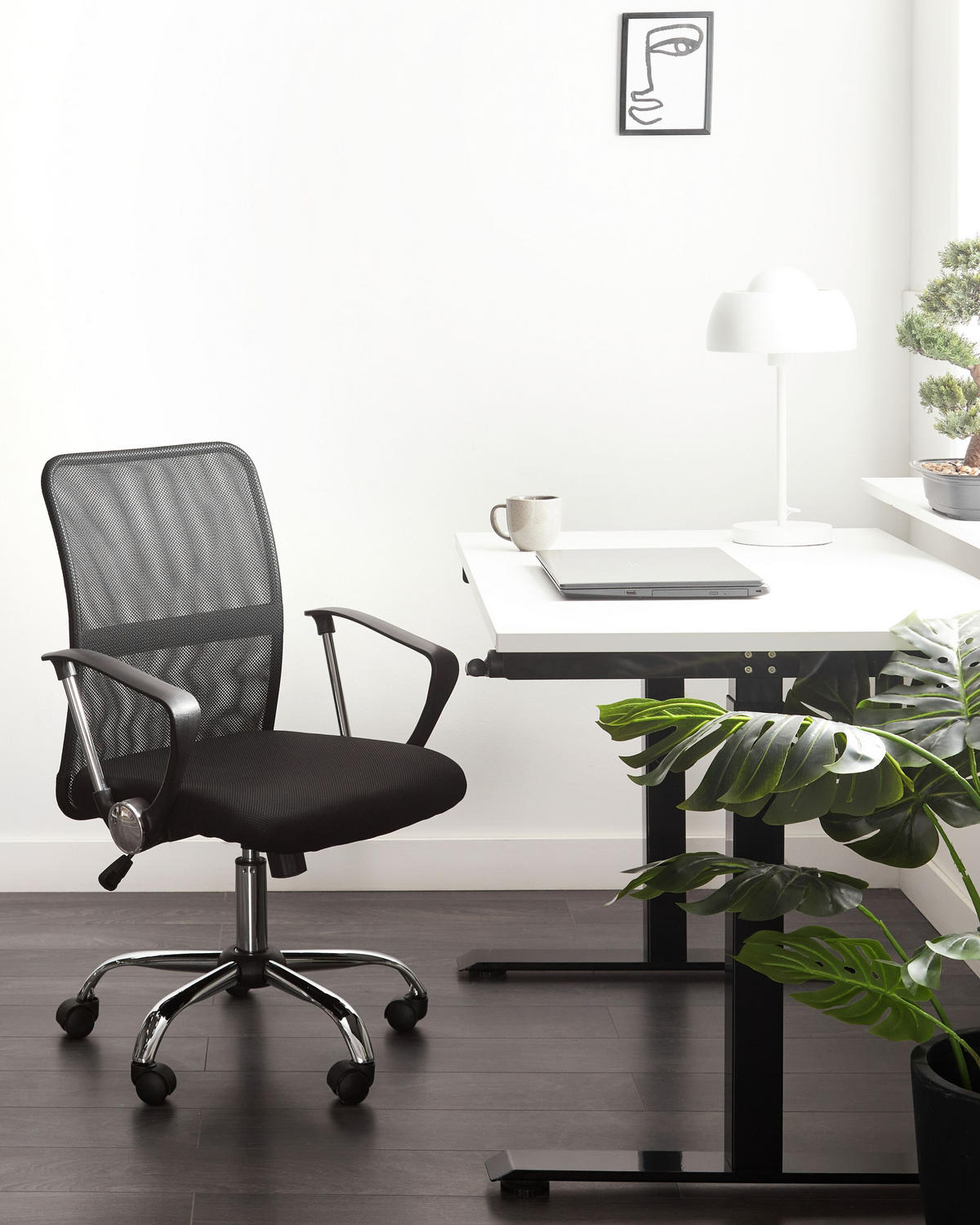 BÜROSTUHL Schwarz Best - Silberfarben/Schwarz, Textil (55/94/55cm) - Beliani