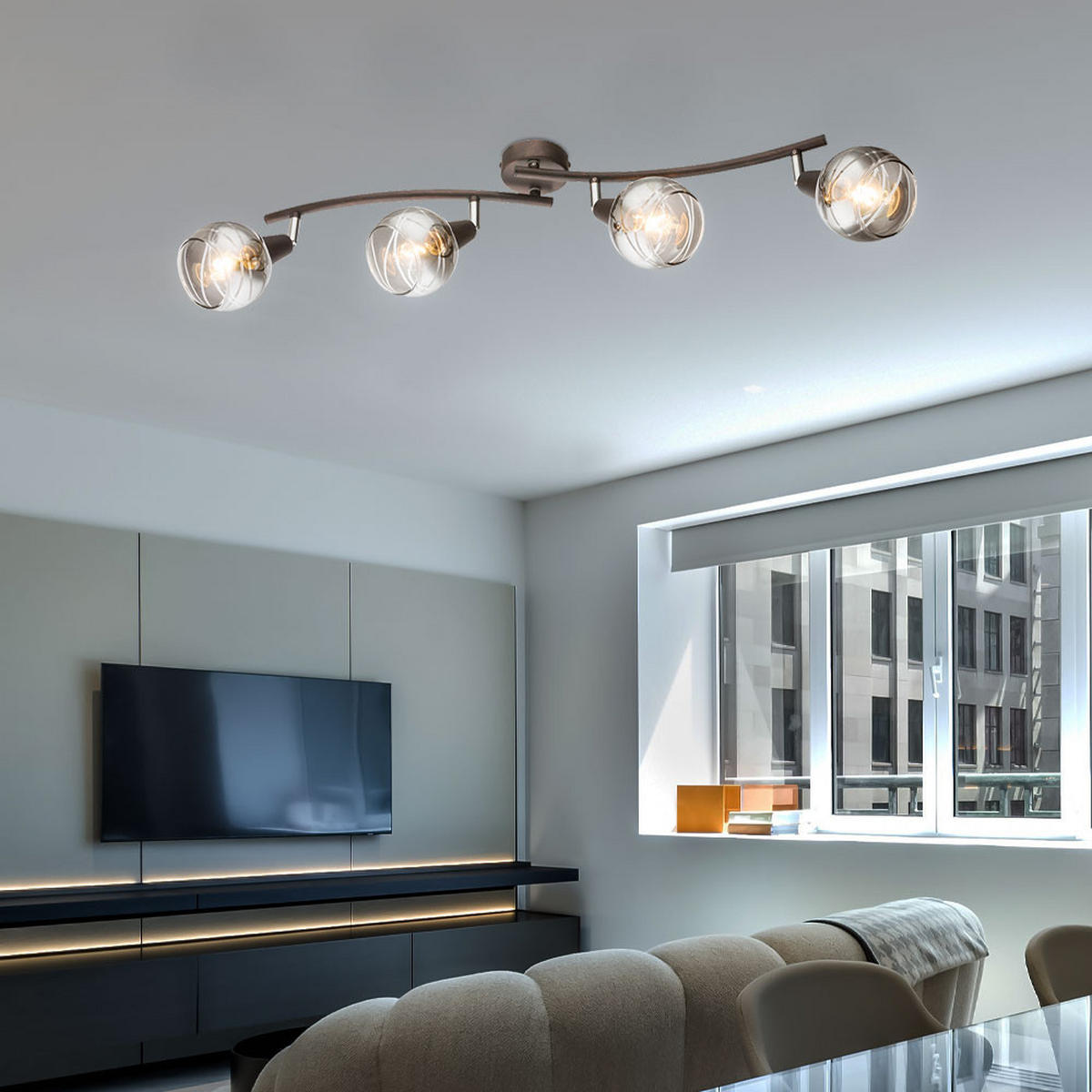 LED DECKENLEUCHTE ISLA Bronze Glas - Bronzefarben, Glas (70/31.5/21cm)