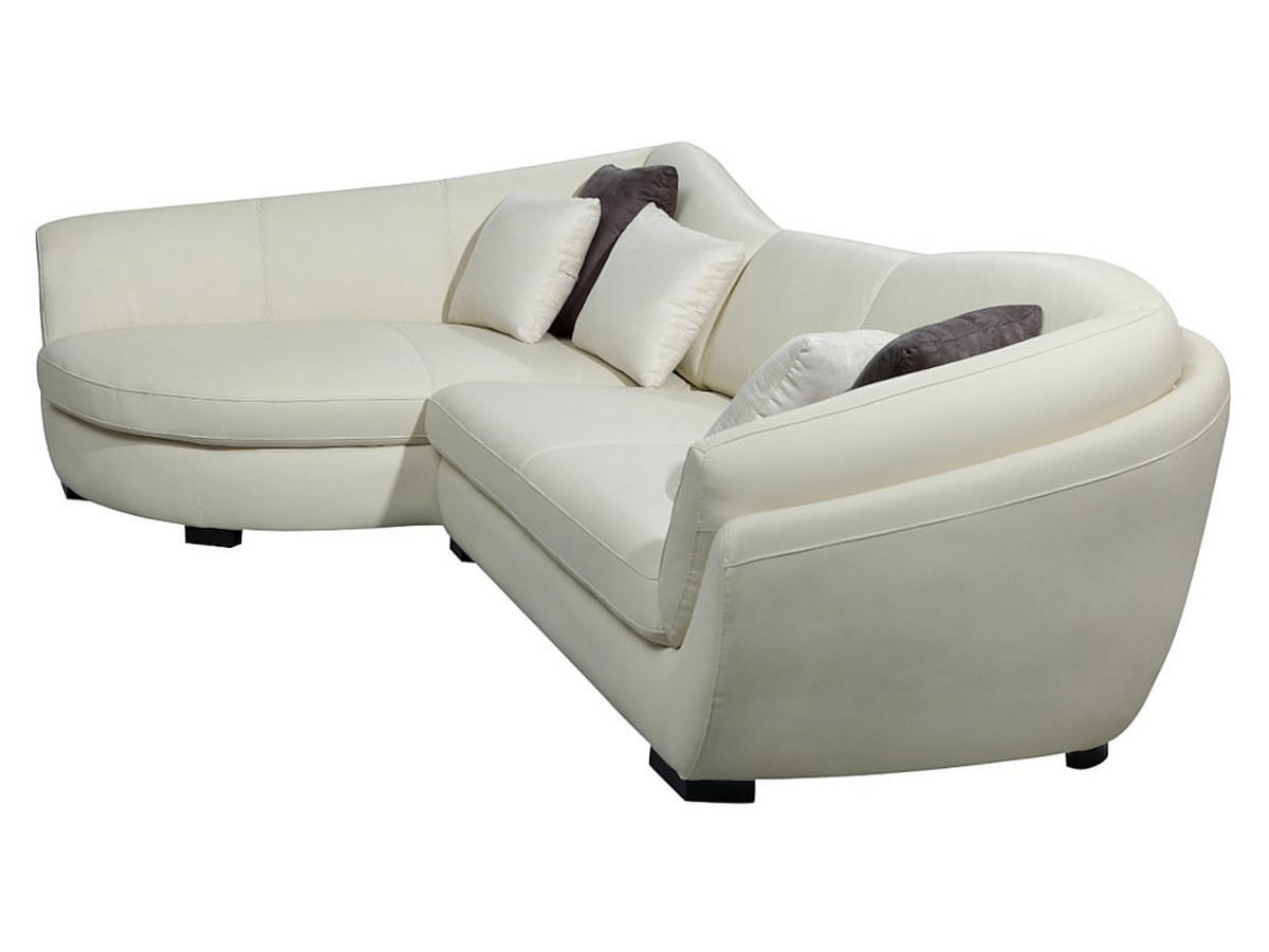 SOFA - 5 Personen - leder - elfenbeinfarben Caipi - Weiß, Leder/Holz (285/85/175cm) - Vente-Unique