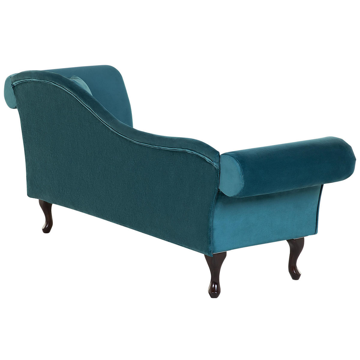 CHAISELONGUE Samtstoff blaugrün rechtsseitig Lattes - Blau, Textil (188/87/59cm) - Beliani