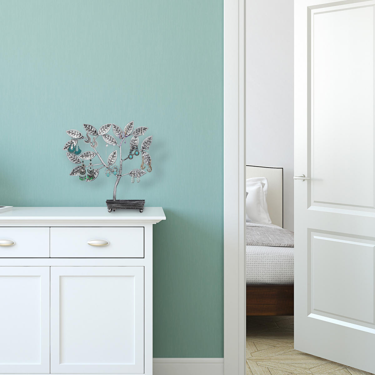 SCHMUCKBAUM - Silberfarben, Metall (31/31/8.5cm) - Relaxdays