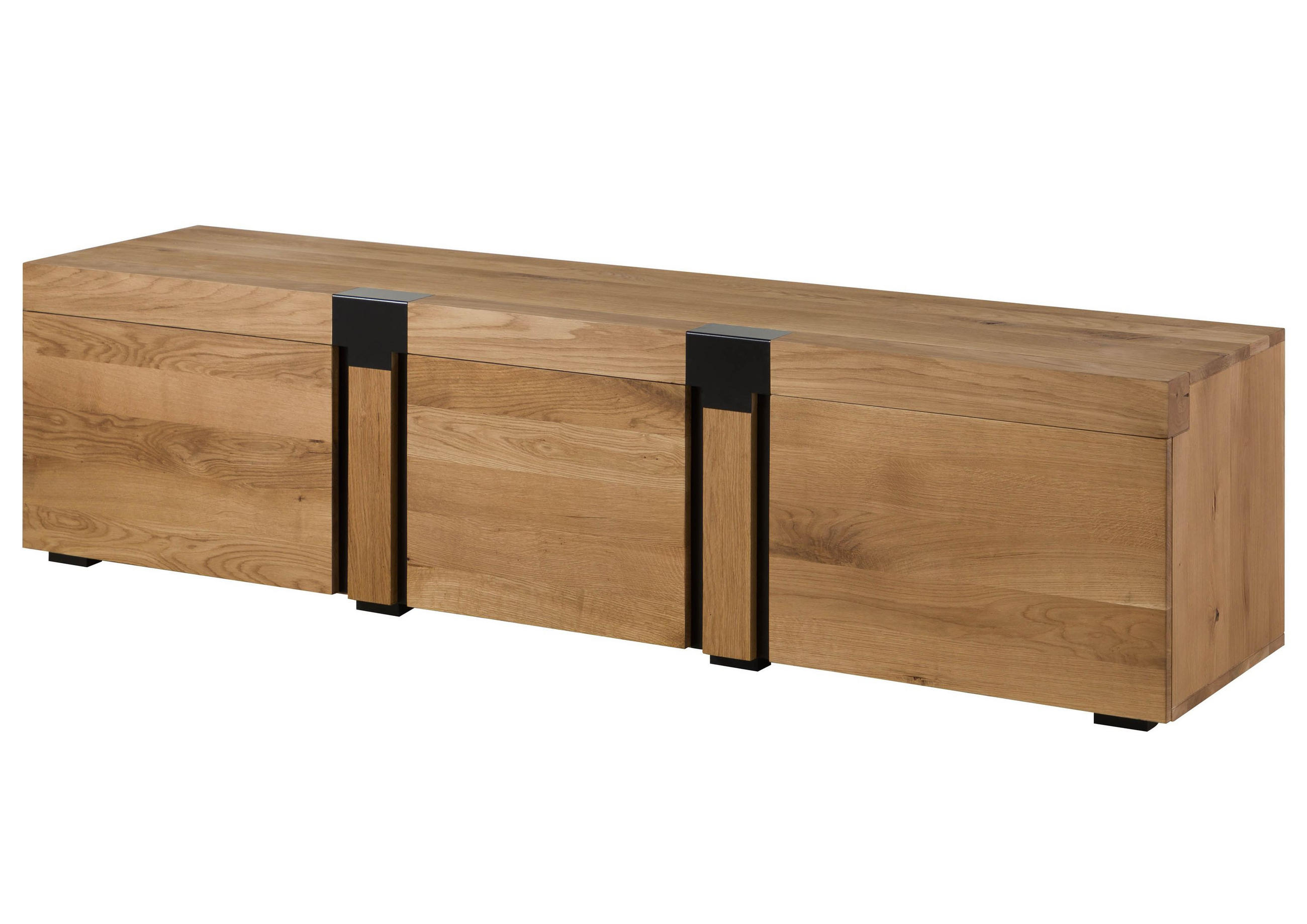 TV-BOARD Wildeiche 200x48x50 natur geölt ROTTERDAM #121 - Naturfarben, Holz (200/50/48cm) - Massivmoebel24