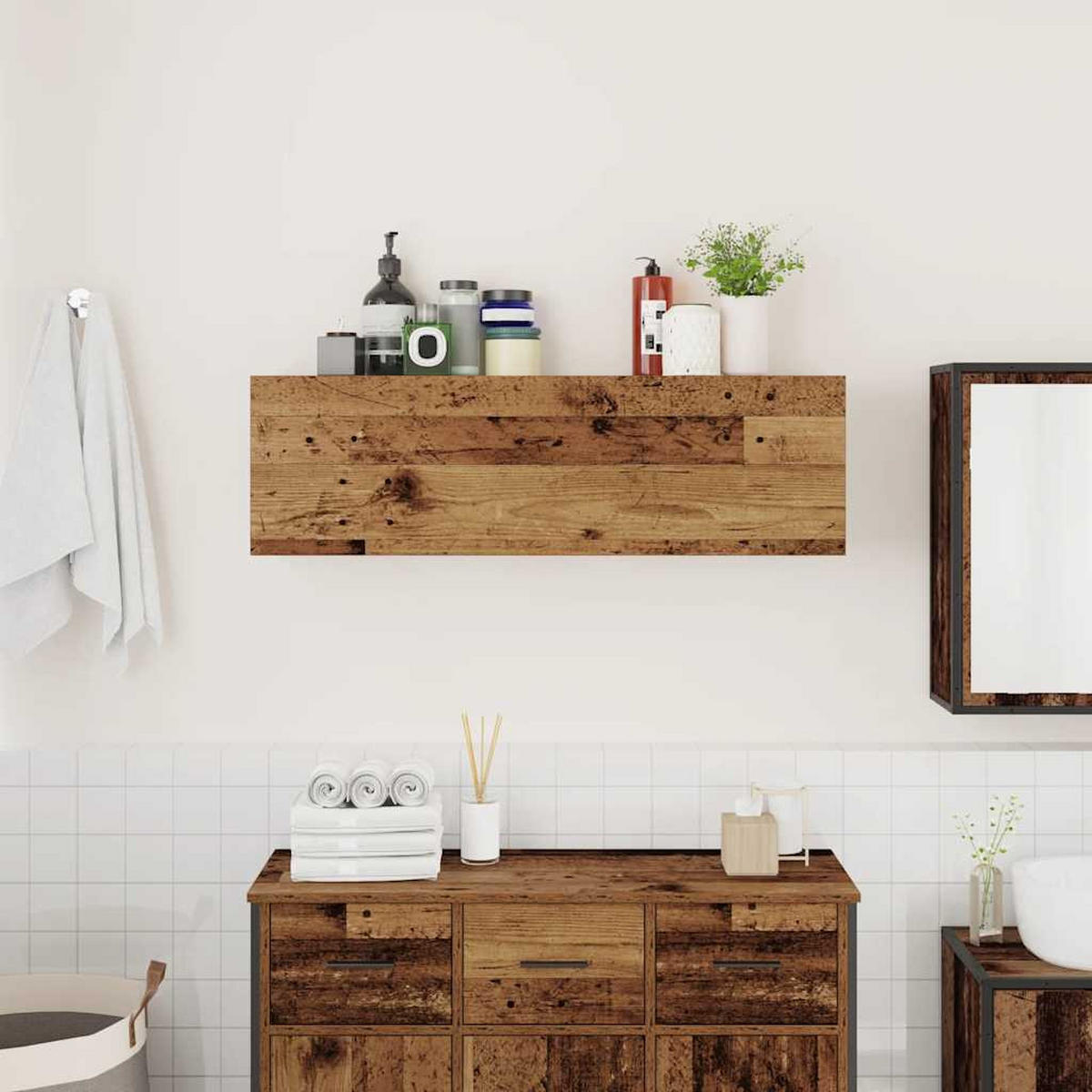 BAD-WANDSCHRANK Altholz-Optik 100/25/30 Cm Holzwerkstoff - Dunkelbraun, Holzwerkstoff (25/30/100cm) - vidaXL