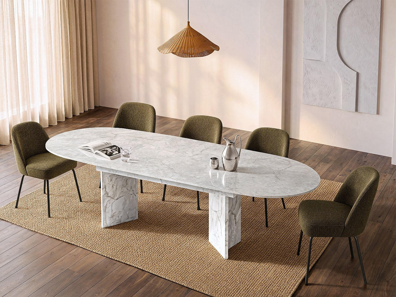Vente-Unique Esstisch Weiß 260x78x89.4 cm