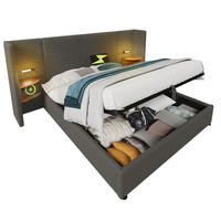 POLSTERBETT 180/200 cm Grau aus Leinen mit Stauraum - Grau, Textil (180/200cm) - OKMYHOME