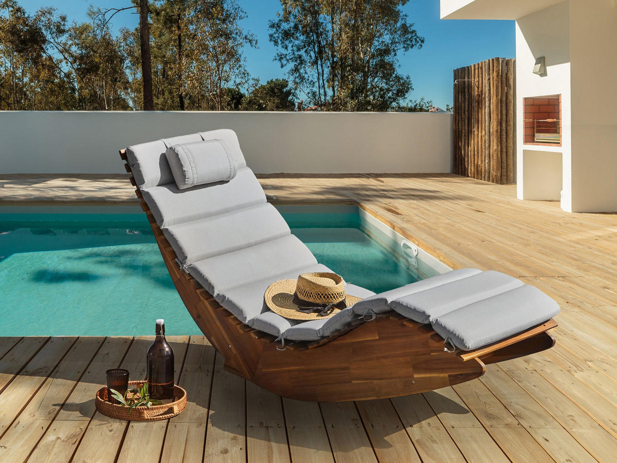 LIEGENAUFLAGE Hellgrau 60/180 cm Brescia Premium - Hellgrau, Textil (180/5/60cm) - Beliani